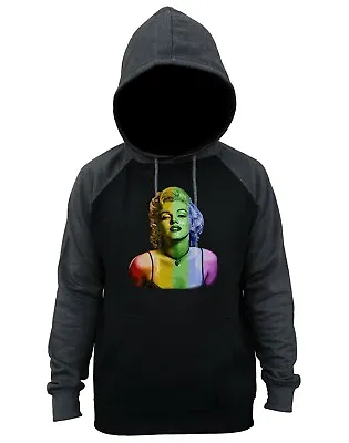 $26.99 • Buy Men's Rainbow Marilyn Monroe T160 Charcoal Raglan Hoodie Sexy Gay Lesbian LGBT