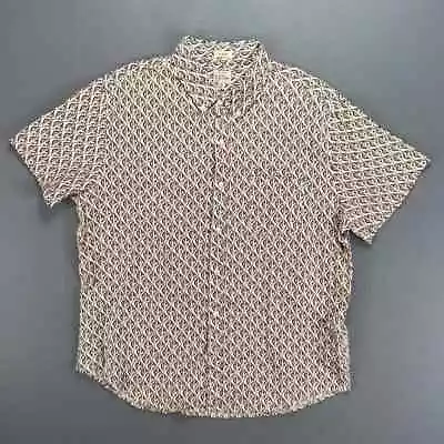 J. Crew Shirt Men's XL Classic Short Sleeve Button Down Pattern AOP 100% Linen • $13.99