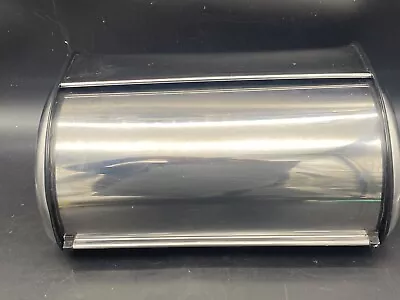 Vintage Retro Stainless Steel Metal Bread Box With  Roll Top Cover 16 1/2   Long • $35