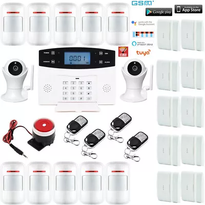 C49 Tuya APP WiFI GSM Wireless Wired Home Burglar Security Alarm System+2 Camera • $215.64