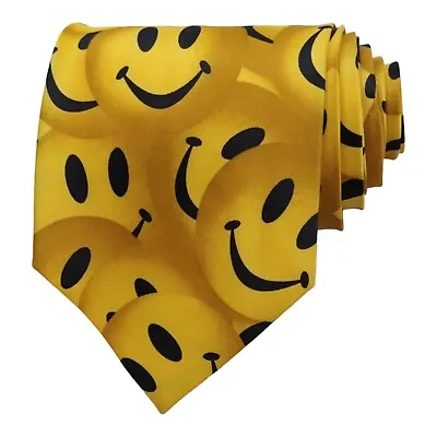 NEW Ralph Marlin Vintage Necktie 90s Yellow Smiley Faces Novelty Ties For Men • $14.72