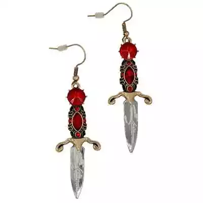 Elvira Dagger Earrings Horror Gothic Halloween Goth Jewelry Red Fashion Gift • $21.95