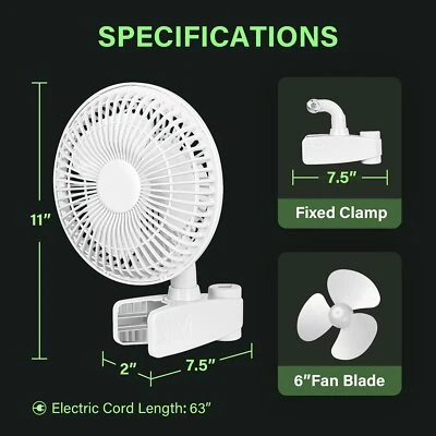 $19.99 • Buy HealSmart 6-inch Grow Tent Poles Clip Fan Monkey Fan Adjustable 90°Angle,2-Speed