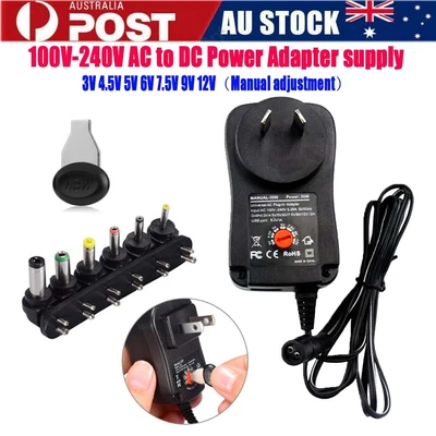 $15.69 • Buy AC 240V To DC 3V 4.5V 5V 6V 9V 12V 2A/2.5A Adjustable Universal Power Adapter AU