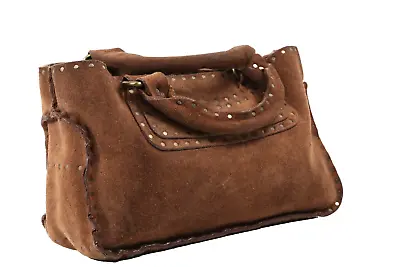 Celine Vintage Brown Suede Studded Satchel Bag • $93.99