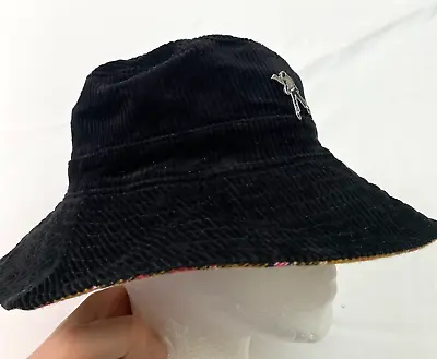 Zara Corduroy Fishermans Cap Black Bucket Hat Geek Resort Unisex Yellow Plaid • $14