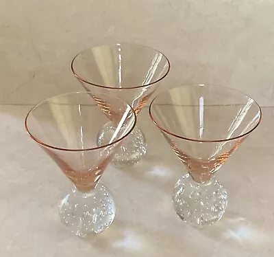 Vintage Mid Century Modern Hand Blown Martini Glasses Set Of 3 Finland 6 Oz • $65