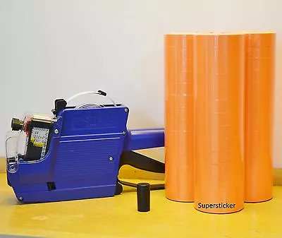 MX-6600 10 Digits 2 Lines Price Tag Gun Labeler +1 Ink + 42 Rolls Orange 500 Tag • $34.95