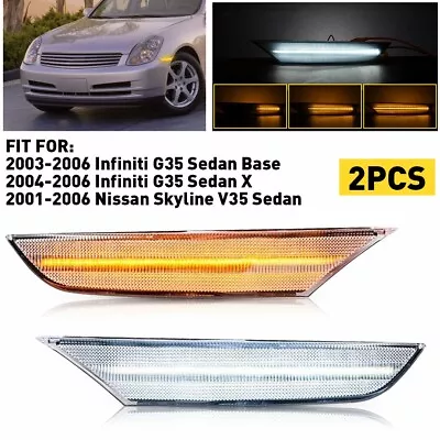 For 03 04 05-06 Infiniti G35 Sedan LED Clear Front Bumper Side Marker Lights 2X • $30.99