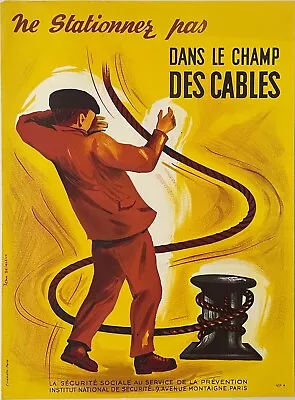 Vintage French Workplace Safety Poster C 1960s Vtg Jean Desaleux • $59