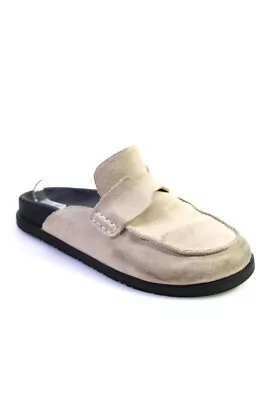 Hermes Womens Flat Suede Mules Clogs Slides Beige Size 39 9 • $199.99