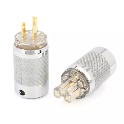 Rhodium Plated / Gold Plated US/EU Power Plug + IEC Adapter For HIFI Power Cable • $28.19