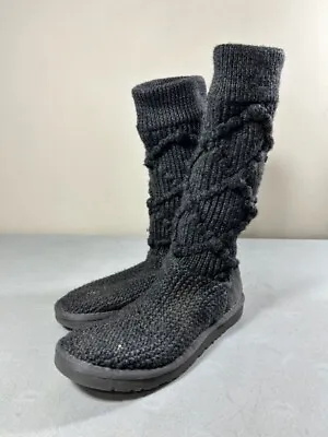 Ugg 5879 Women's Gray Argyle Pull On Mid Calf Sweater Boots Size 6 • $15.06