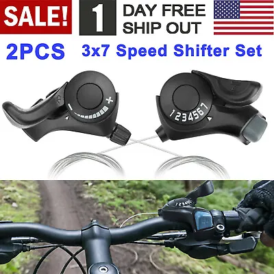 2Pcs 3 X7 21 Speed MTB Mountain Road Bicycle Shifter Bike Thumb Gear Shift Set • $9.79