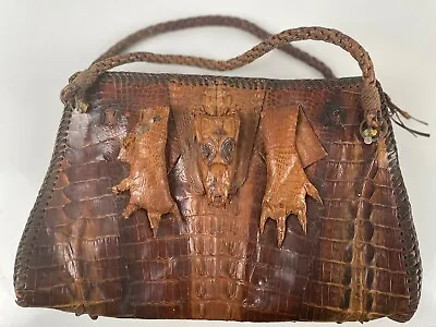 Vintage ALLIGATOR GENUINE CROCODILE BABY Handbag Purse Project • $19.99