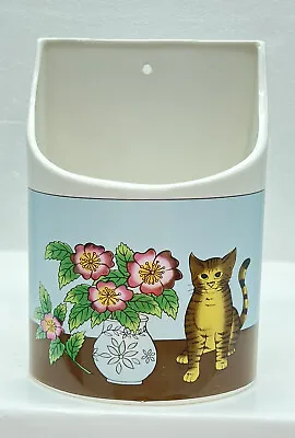 $17.99 • Buy 7” Vintage Rosenthal-netter Wall Pocket Planter Cat & Flowers Transfer Japan