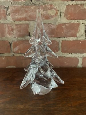 $44.99 • Buy Vintage Heavy Solid Mid Century Modern Crystal Art Glass Christmas Tree Figurine