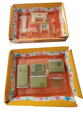 Vintage Marx Little Hostess Complete Dollhouse Kitchen/ Tv Room Set Never Opened • $225