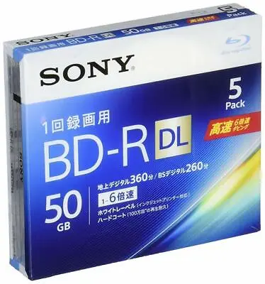 Sealed Sony 3D Bluray 50GB BD-R DL 6x Speed Inkjet Region Disc Printable 5pack • £34.86