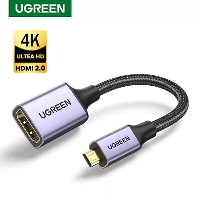 UGREEN Micro HDMI Compatible Adapter 4K Mini HDMI Male To HDMI Female Converter • $13.99