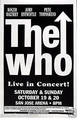 THE WHO 1996  QUADROPHENIA 2nd TOUR  SAN JOSE CONCERT POSTER -Classic Arrow Logo • $18.18