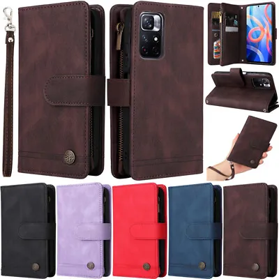 Retro Zipper Wallet Leather Flip Case For Xiaomi Mi 11T Pro Redmi 9T Note 11s 4G • $24.30