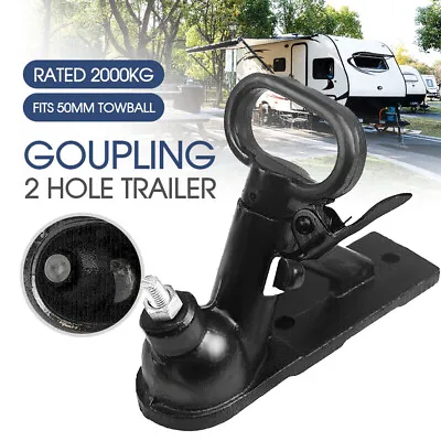 $30.69 • Buy 50mm 2000kg Trailer Hitch 2 Hole Quick Release Coupling Black