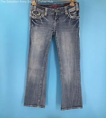 Rock And Roll Cowgirl Womens Faded Denim Low Rise Jeans Size 28x32 • $9.99