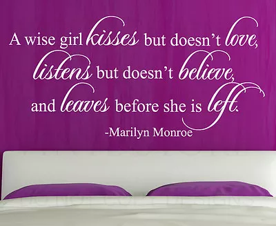 Wall Decal Art Vinyl Quote Sticker Lettering Be A Wise Girl Marilyn Monroe J18 • $11.97