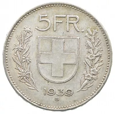 SILVER - WORLD Coin - 1939 Switzerland 5 Francs - World Silver Coin *402 • $15.51