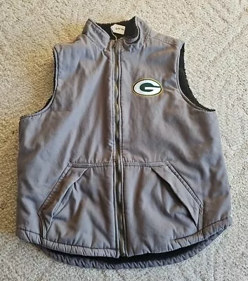 Green Bay Packers Darius Rucker Mens Vest Medium M Gray Canvas Sherpa Lined NFL • $39.99