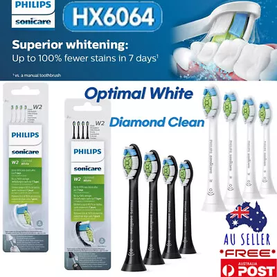 Philips HX6064 Sonicare W2 Optimal White Toothbrush Heads 4 Pack White Or Black • $18.99