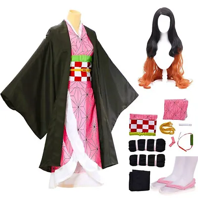 $35.99 • Buy Demon Slayer Nezuko Kamado Kimono Halloween Cosplay Costume Outfit Set Adult
