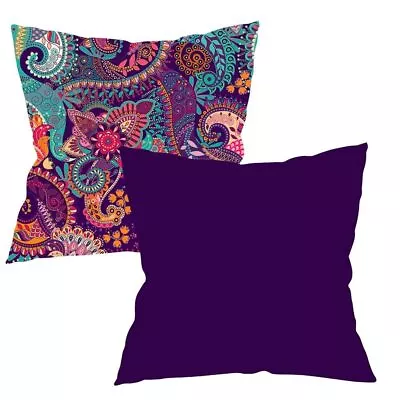 Set Of 2 Purple Pillow Covers Bohemian Home Decor Pillow Covers Paisley Col... • $20.62