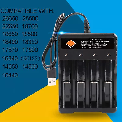 Li-ion Lithium Smart Charger 3.7V 4 Slot For 10440/16340 /18350/18500/18650 • £9.59