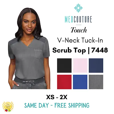 Med Couture Touch V-Neck Tuck In Scrub Top | 7448 • $30.99