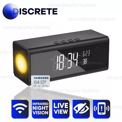 WIFI Digital Alarm Camera 64GB Security Bluetooth Speaker Spy Hidden  • $210