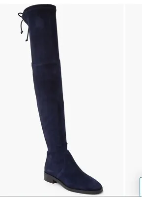 Stuart Weitzman Lowland Women's Stretch Suede Over The Knee Boots Navy Size 55 • $149.99