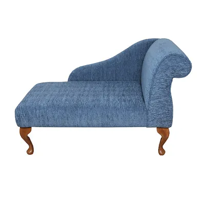 41  Small Chaise Longue Lounge Sofa Seat Chair Blue Coniston Fabric Queen Anne • £325.28