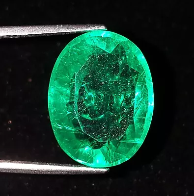 Natural Colombian Green Emerald 18.37 Ct Certified Loose Gemstone Oval Shape Gem • £39.26