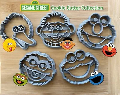 SESAME STREET Set Of 5 Cookie Cutter | Elmo | Big Bird | Cookie Monster | Oscar  • $18.28