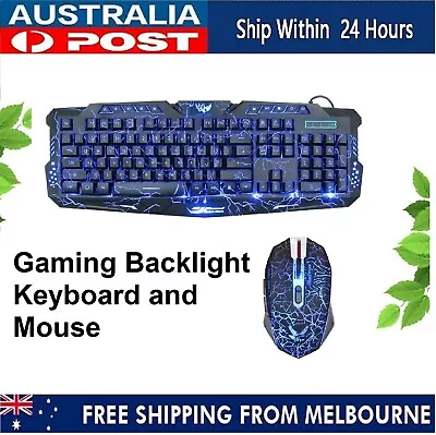 $42.99 • Buy USB Wired Gaming Backlight Keyboard And Mouse Set For PC Laptop Computer Desktop