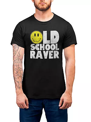 Mens ORGANIC Cotton T-Shirt Old School Raver 80s 90s Acid House Rave Music Dance • £8.95