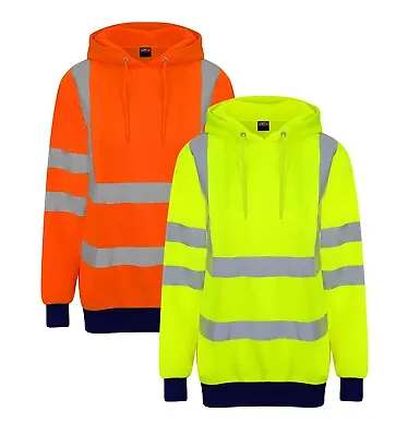 Pro RTX High Visibility Hi Viz YELLOW Or ORANGE Hooded Sweatshirt Hoodie S-5XL • $54.29