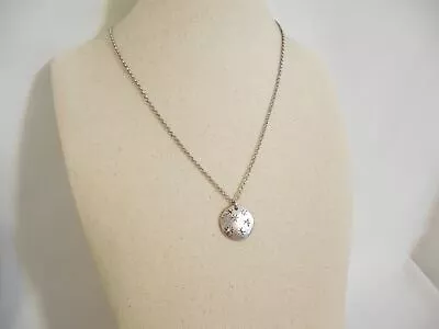 Aqua 17-1/2  Antique Silver Tone Simulated Diamond Pendant Necklace F303 $28 • $12.23