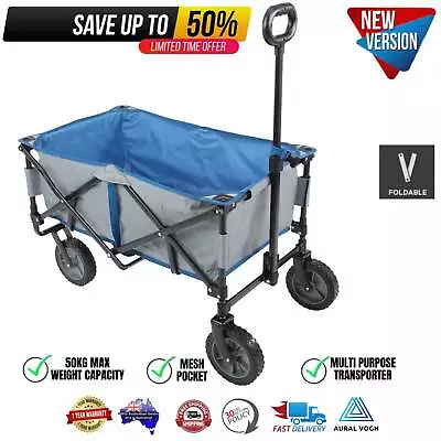 Folding Wagon Beach Trolley Outdoor Garden Cart Sports Market Picnic Camping • $92.04