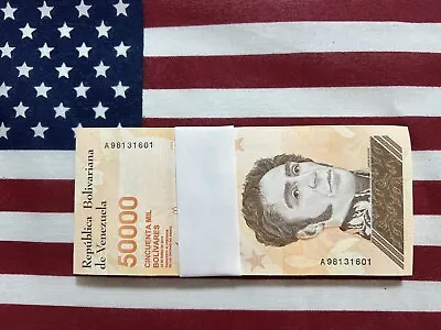 🇺🇸 PROMO! Scarce UNC X 100 PCS Bundle Venezuela 50000 Bs Soberanos USA SELLER • $32.75