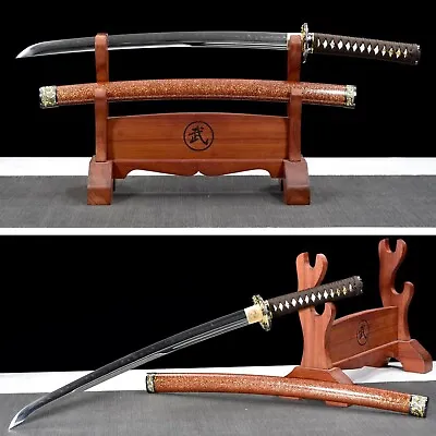 Handmade Battle Ready Japanese Samurai Wakizashi Clay Tempered T10 Steel Sharp  • $181.06