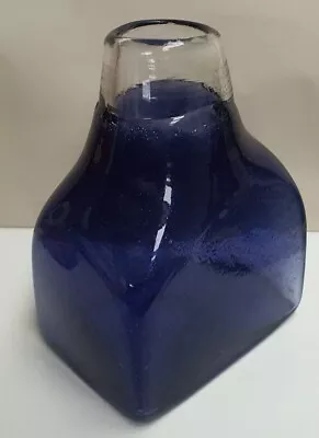 Vintage Studio Hand Blown Blue / Purple Cased Glass Bottle Shape Vase 20cm Tall • $48