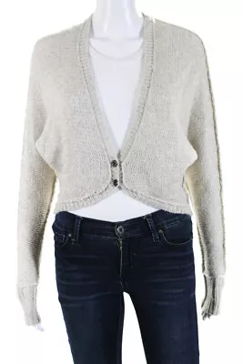 Martin + Osa Women's Wool V-Neck Curved Hem Cardigan Sweater White Size XS • $48.79